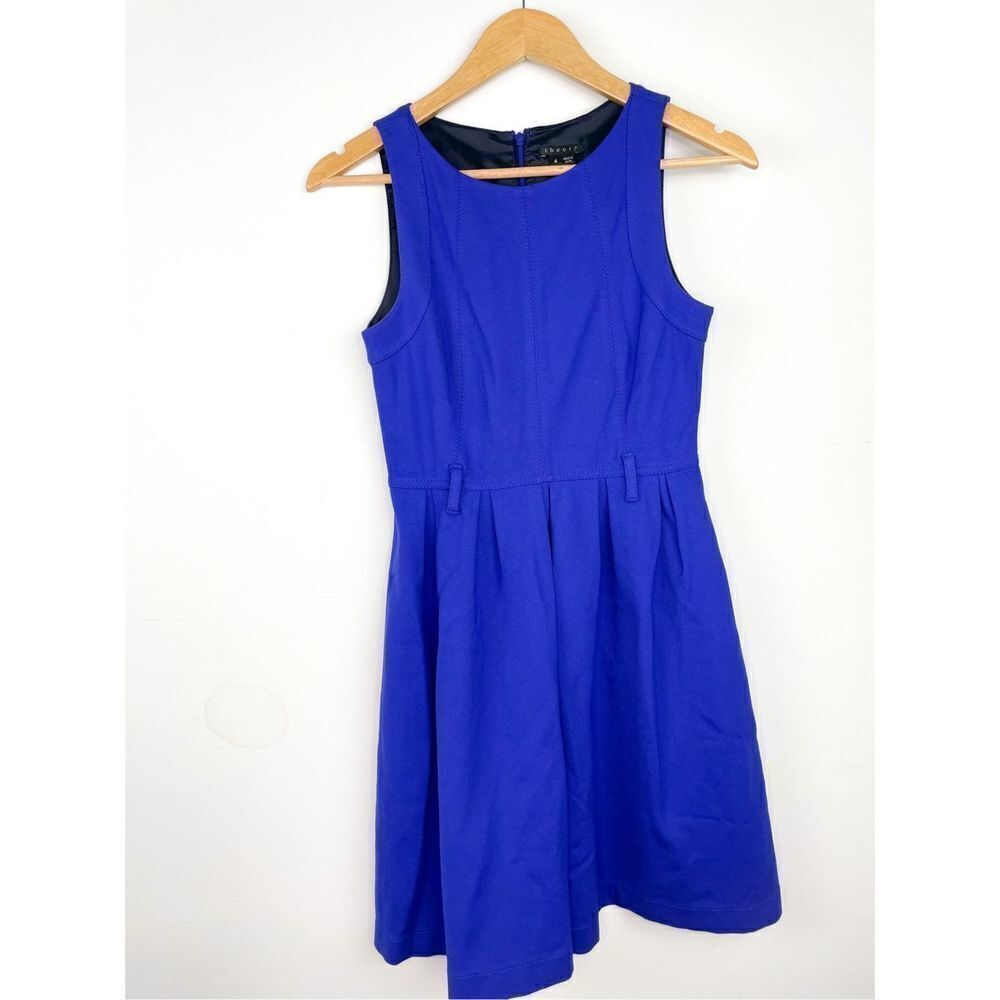 Theory Ardi Sleeveless Blue / Purple Dress Viscose Nylon Blend Stretch Women's S